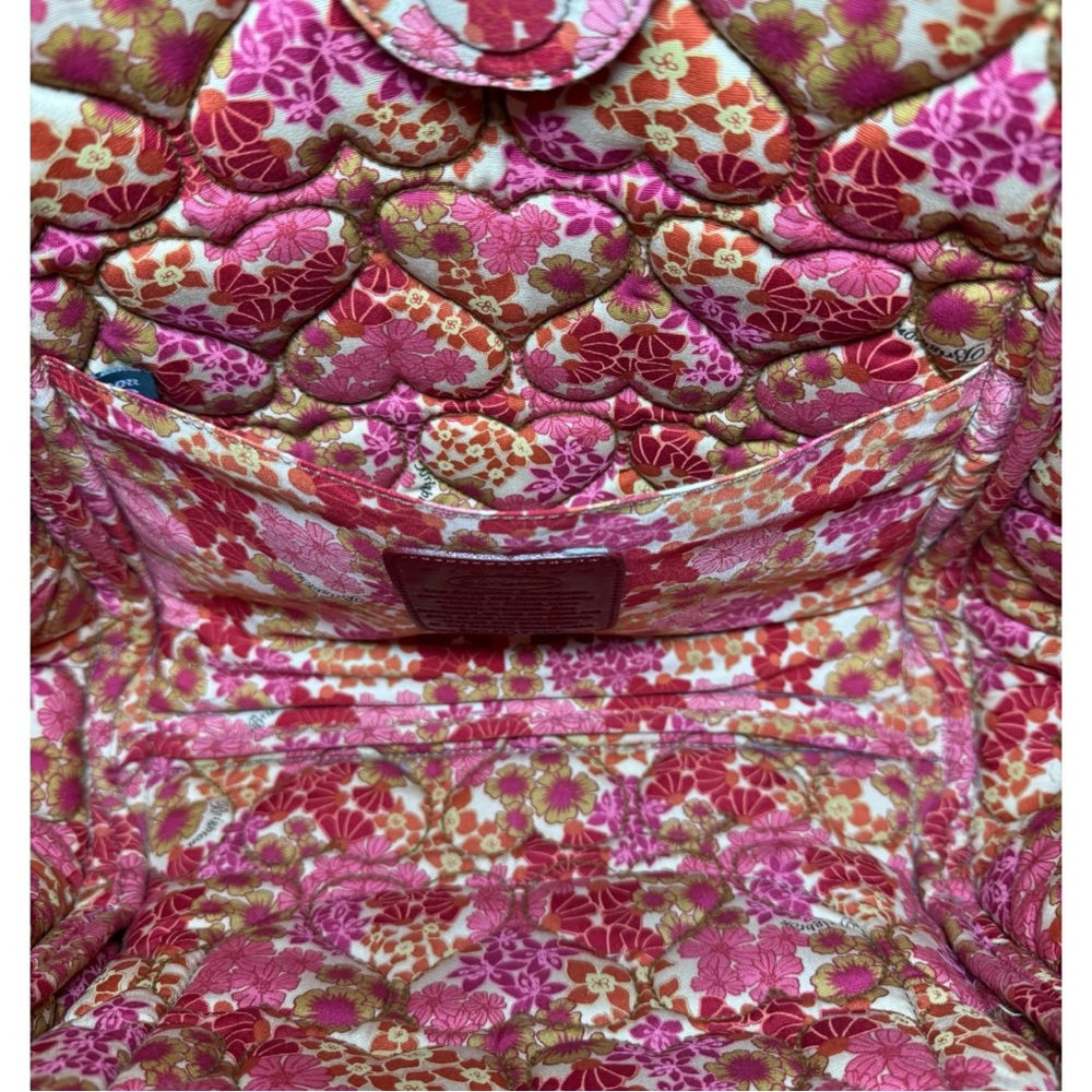 **SOLD**Brighton Vintage Floral Print Heart-Quilted Dual Strap Tote Dust Bag - Picture 9 of 13